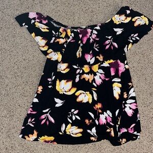 Lane Bryant off the shoulder black ruffle top